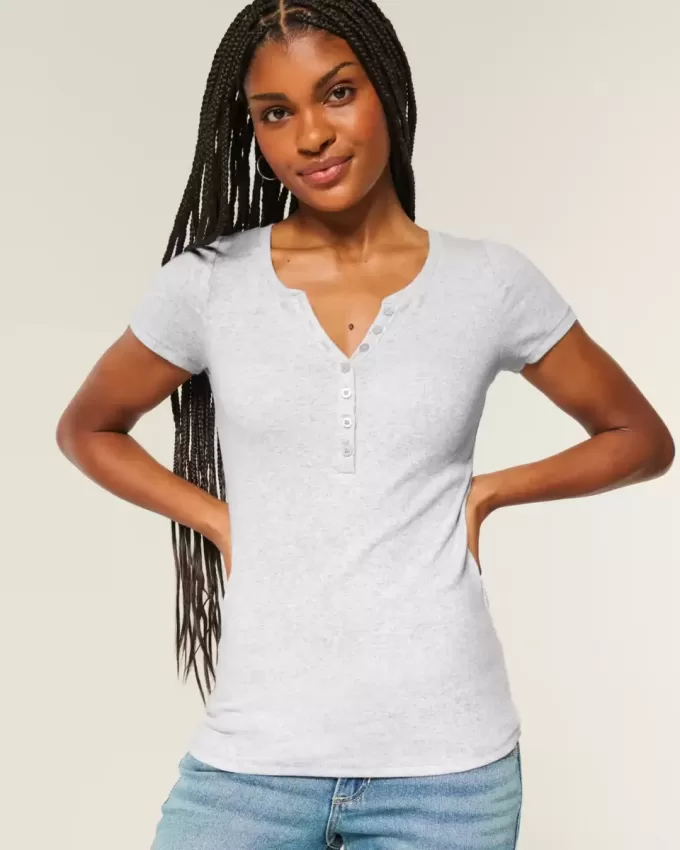 Henley cu mânecă scurtă Henley cu mânecă scurtă