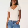 Henley cu mânecă scurtă cu nervuri Henley cu mânecă scurtă cu nervuri