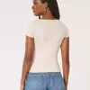 Henley cu mânecă scurtă cu nervuri Henley cu mânecă scurtă cu nervuri