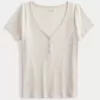 Henley cu mânecă scurtă cu nervuri Henley cu mânecă scurtă cu nervuri