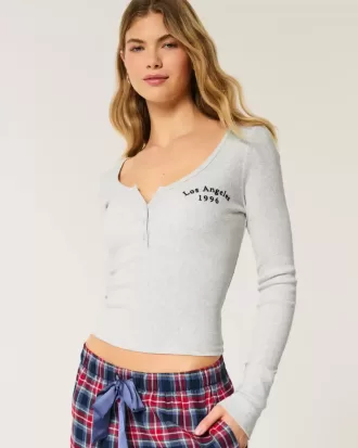 Henley grafic cu nervuri Los Angeles