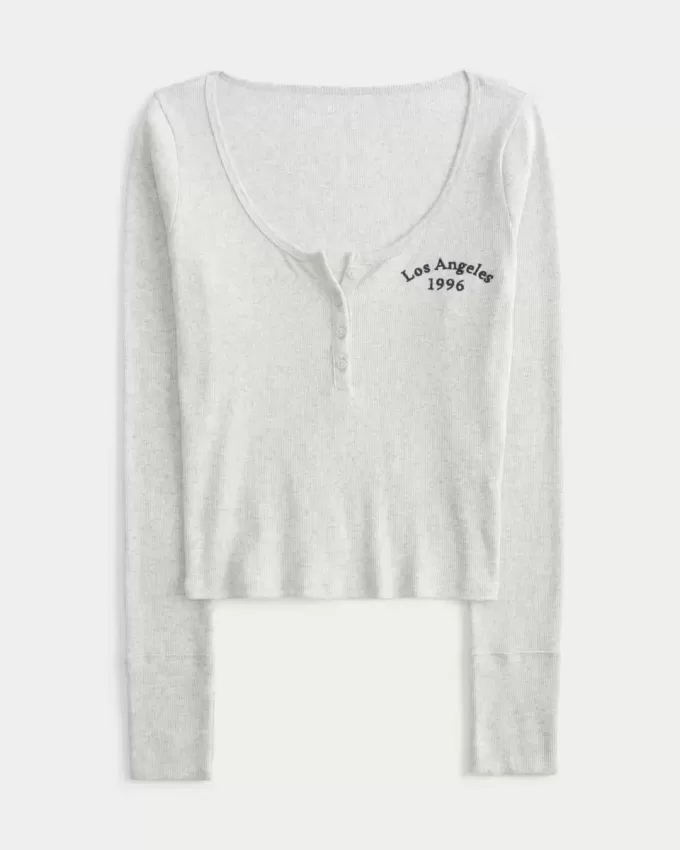 Henley grafic cu nervuri Los Angeles Henley grafic cu nervuri Los Angeles