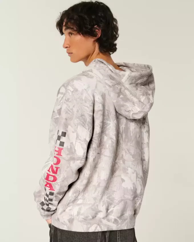 Hoodie cu fermoar cu grafic Honda Racing Boxy Hoodie cu fermoar cu grafic Honda Racing Boxy