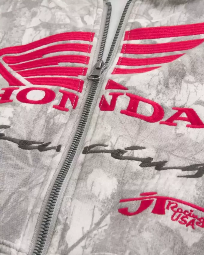Hoodie cu fermoar cu grafic Honda Racing Boxy Hoodie cu fermoar cu grafic Honda Racing Boxy