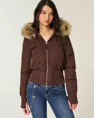 Jachetă bomber cu garnitură din blană artificială