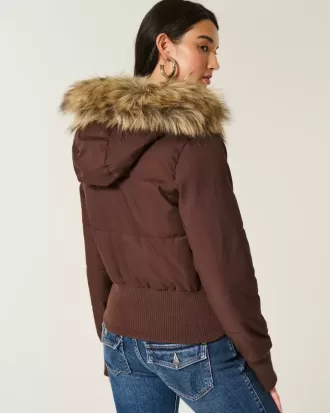Jachetă bomber cu garnitură din blană artificială