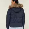 Jachetă bomber cu garnitură din blană artificială
