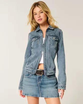 Jachetă din denim cu fermoar