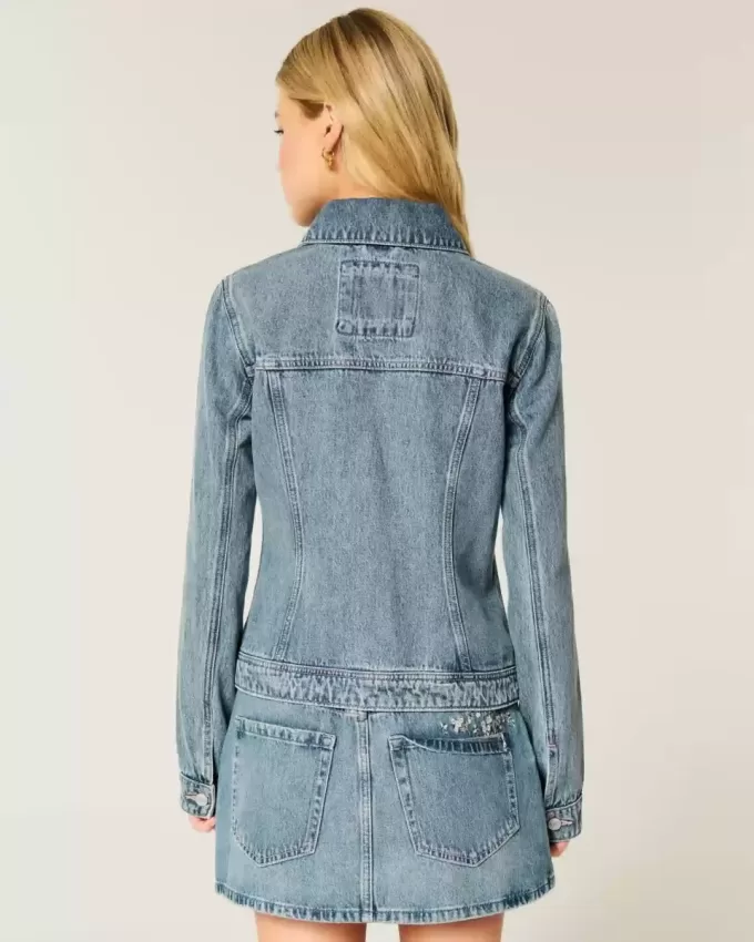 Jachetă din denim cu fermoar