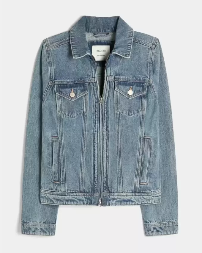 Jachetă din denim cu fermoar