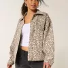 Jachetă din denim cu imprimeu leopard Jachetă din denim cu imprimeu leopard