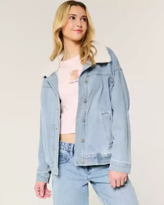 Jachetă din denim cu spălare ușoară