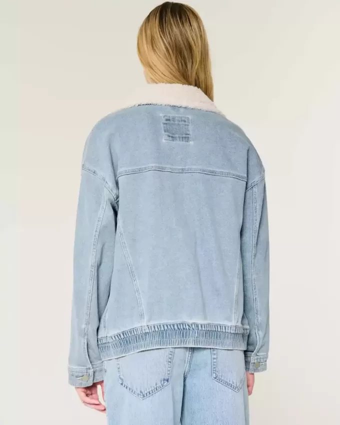 Jachetă din denim cu spălare ușoară