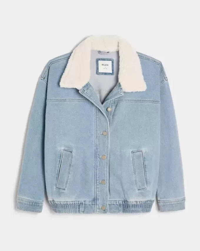 Jachetă din denim cu spălare ușoară
