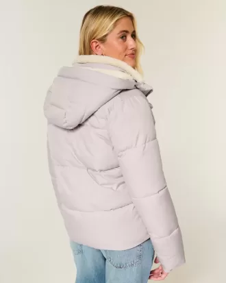 Jachetă puf căptușită cu blană artificială