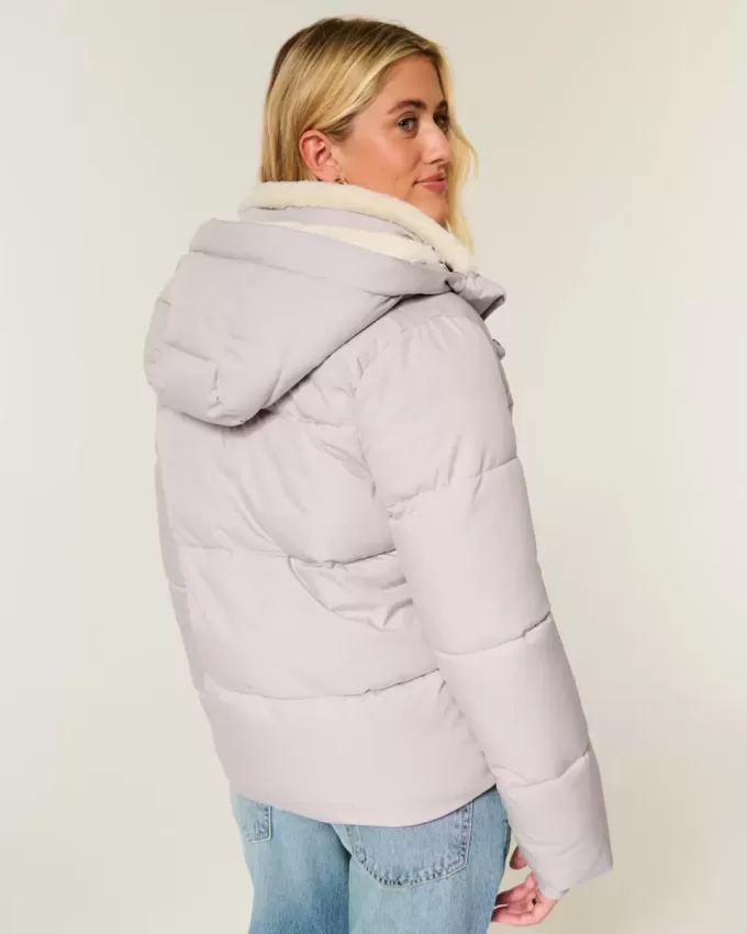 Jachetă puf căptușită cu blană artificială
