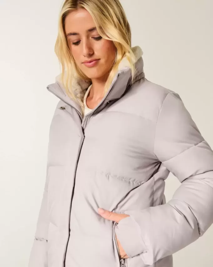 Jachetă puf căptușită cu blană artificială