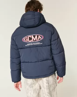 Jachetă pufă cu grafică Motorsports cu glugă