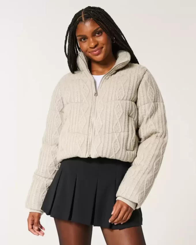 Jachetă puf mini din tricot pulover
