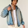 Jachetă skater din denim cu fermoar