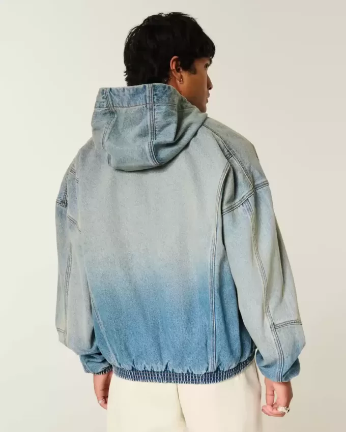 Jachetă skater din denim cu fermoar