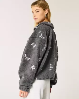 Jacheta fleece Sherpa brodata