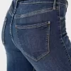 Jambiere de jeans cu talie mare cu spalare medie Jambiere de jeans cu talie mare cu spalare medie