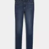 Jambiere de jeans cu talie mare cu spalare medie Jambiere de jeans cu talie mare cu spalare medie