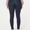 Jambiere de jeans cu talie înaltă, rupte, întunecate Jambiere de jeans cu talie înaltă, rupte, întunecate