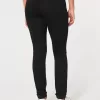 Jambiere de jeans negri rupte cu talie mare Jambiere de jeans negri rupte cu talie mare