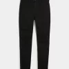 Jambiere de jeans negri rupte cu talie mare Jambiere de jeans negri rupte cu talie mare