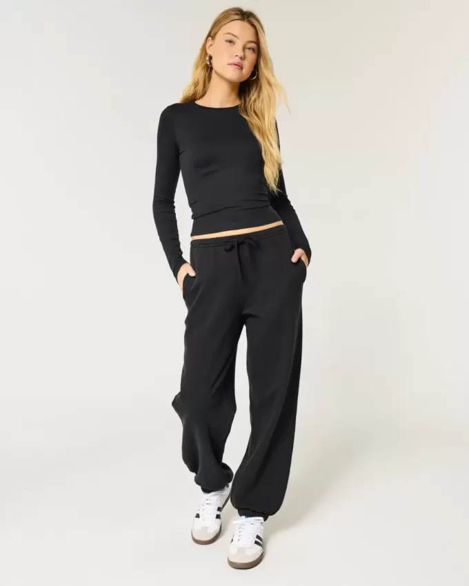 Joggeri largi din lână Joggeri largi din lână