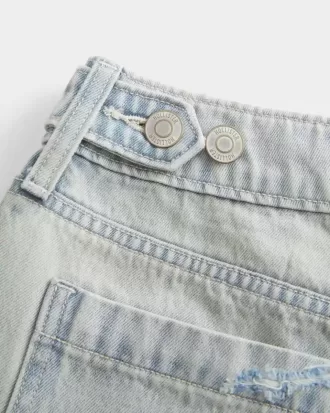 Jort cu talie joasă, spalare ușoară, talie reglabilă Baggy Jort