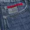Jort cu talie joasă, spalat întunecat, cu steagul american, baggy Jort Jort cu talie joasă, spalat întunecat, cu steagul american, baggy Jort