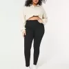 Leggings negri cu talie înaltă, în formă de jean