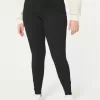 Leggings negri cu talie înaltă, în formă de jean