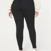 Leggings negri cu talie înaltă, în formă de jean
