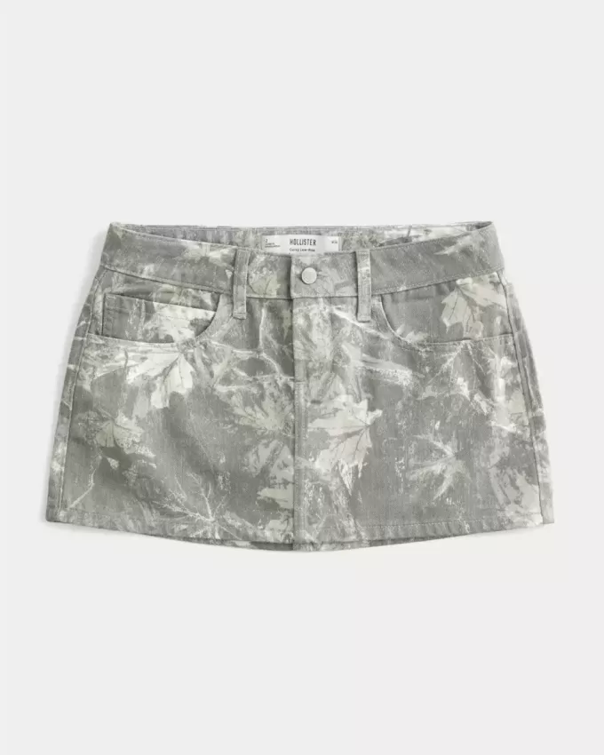 Mini pantaloni curvy cu talie joasă Camo din denim Mini pantaloni curvy cu talie joasă Camo din denim