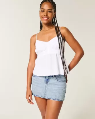 Mini pantaloni curvy din denim cu talie joasă