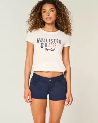 Mini pantaloni scurți bleumarin cu talie foarte joasă