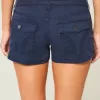 Mini pantaloni scurți bleumarin cu talie foarte joasă Mini pantaloni scurți bleumarin cu talie foarte joasă
