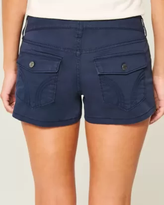Mini pantaloni scurți bleumarin cu talie foarte joasă