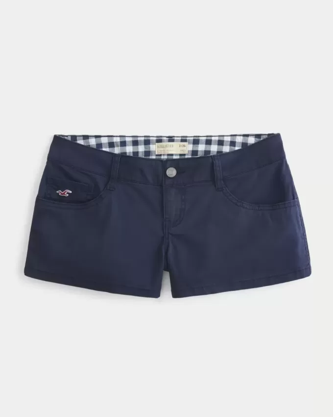 Mini pantaloni scurți bleumarin cu talie foarte joasă Mini pantaloni scurți bleumarin cu talie foarte joasă