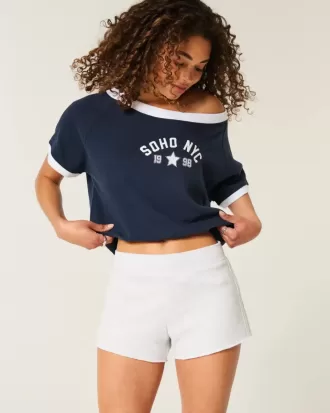 Mini pantaloni scurți din lână cu dungi laterale