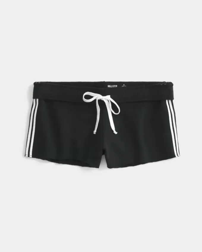 Mini pantaloni scurți din lână cu dungi laterale Mini pantaloni scurți din lână cu dungi laterale