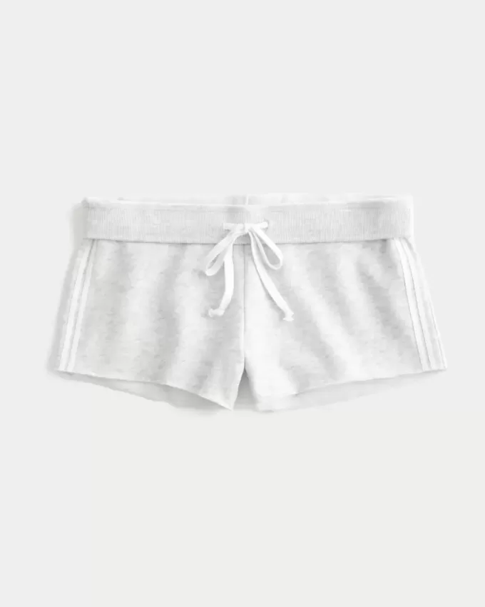Mini pantaloni scurți din lână cu dungi laterale Mini pantaloni scurți din lână cu dungi laterale