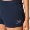 Mini pantaloni scurți din lână grafică cu fundă Mini pantaloni scurți din lână grafică cu fundă