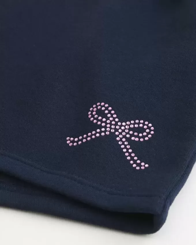 Mini pantaloni scurți din lână grafică cu fundă Mini pantaloni scurți din lână grafică cu fundă