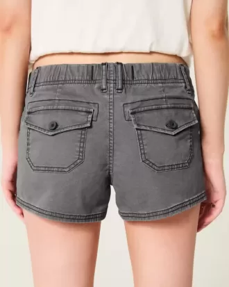 Mini pantaloni scurți din twill cu talie ultra joasă