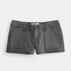 Mini pantaloni scurți din twill cu talie ultra joasă